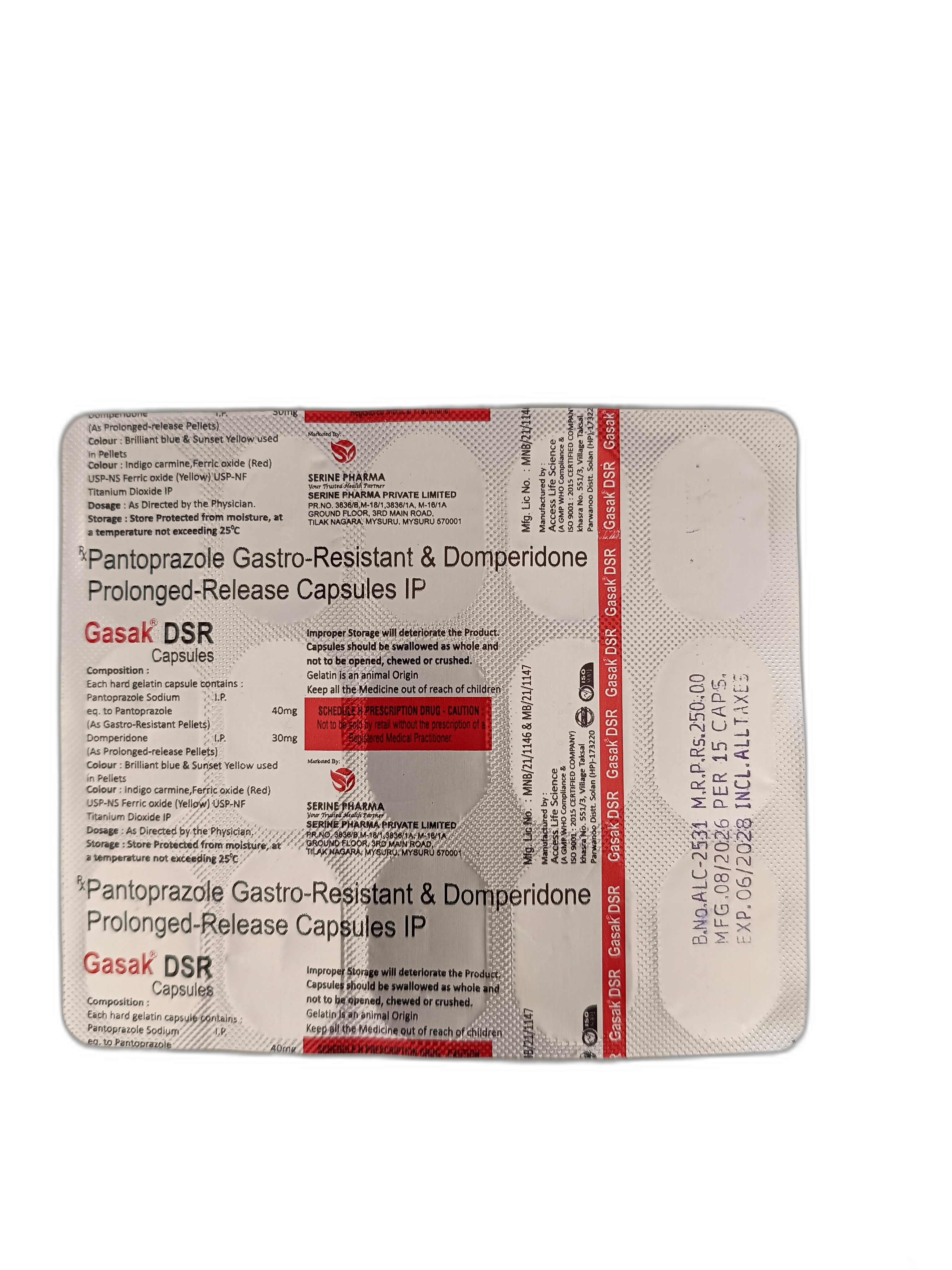 GASAK® DSR — Blister strip and composition panel