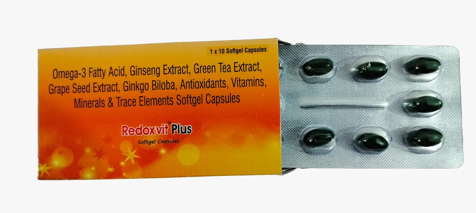 Redoxvit Plus — Front pack and blister
