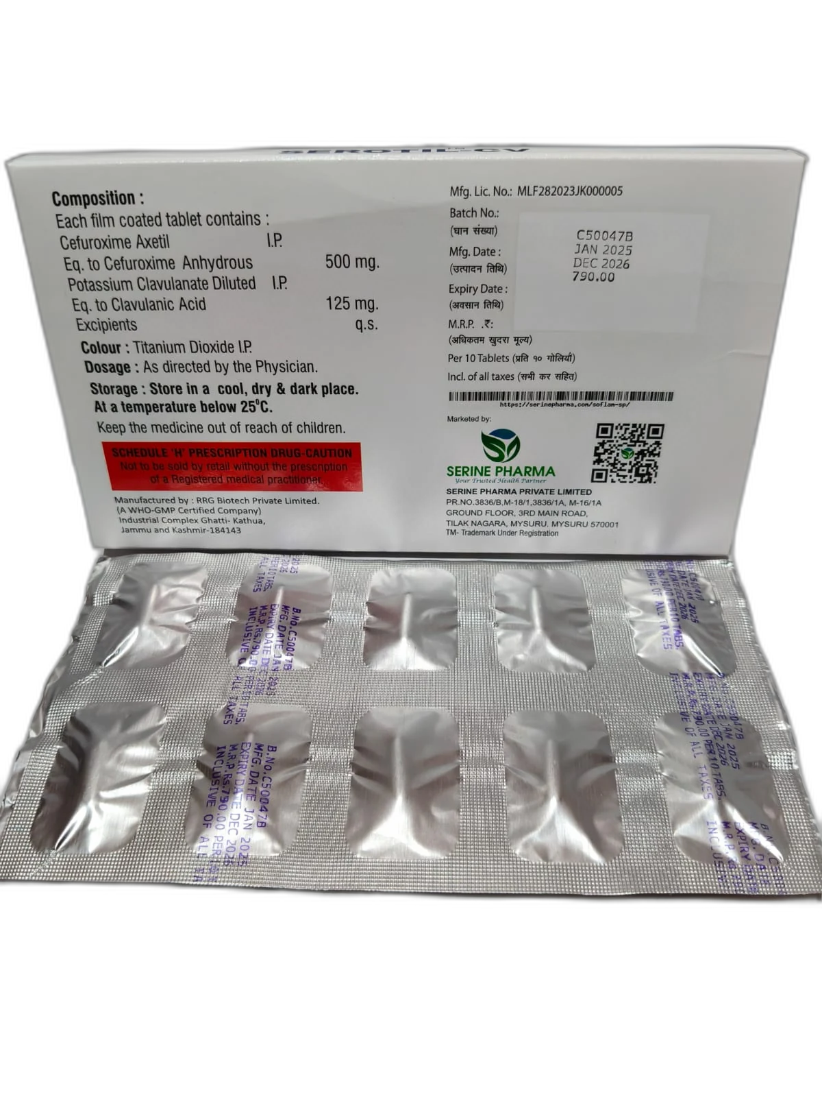 SEROTIL™ CV — Blister strip and composition panel
